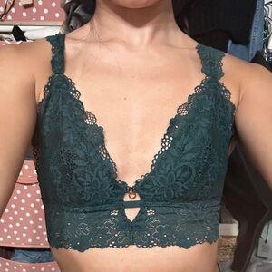 Aerie Lace Bralette in Deep Forest Green